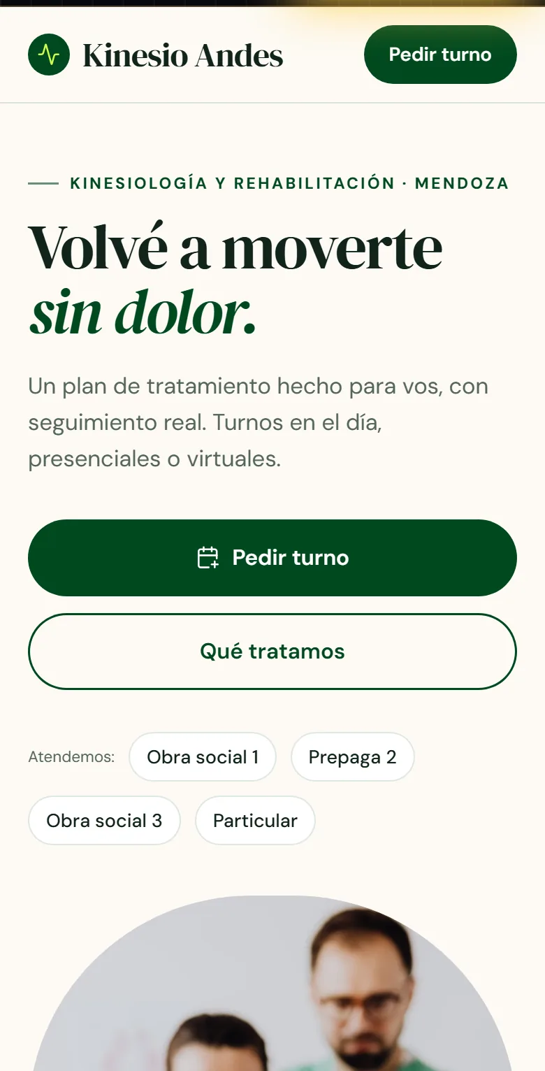 Web de muestra de consultorio en celular